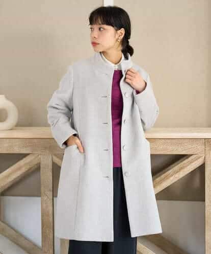 NHVAI88890 GIANNI LO GIUDICE(小さいサイズ) アンゴラ混ウールスタンドカラーコート
