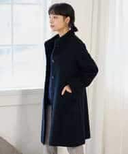 NHVAI88890 GIANNI LO GIUDICE(小さいサイズ)(メゾン ドゥ サンク) アンゴラ混ウールスタンドカラーコート ブラック