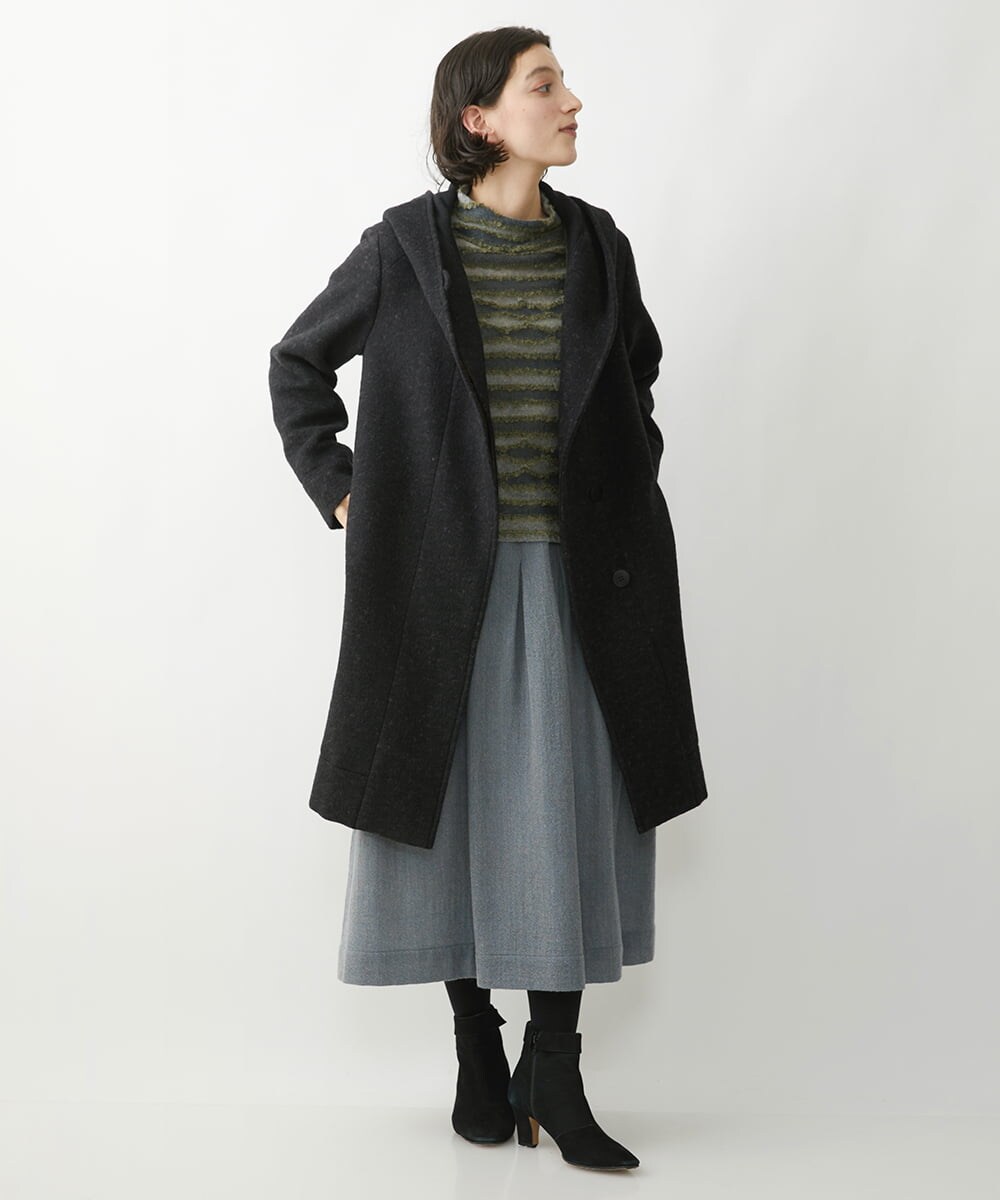 NHVAW23630 GIANNI LO GIUDICE(小さいサイズ)(メゾン ドゥ サンク) [日本製]ダブルノットモッサーフーディーコート グレー