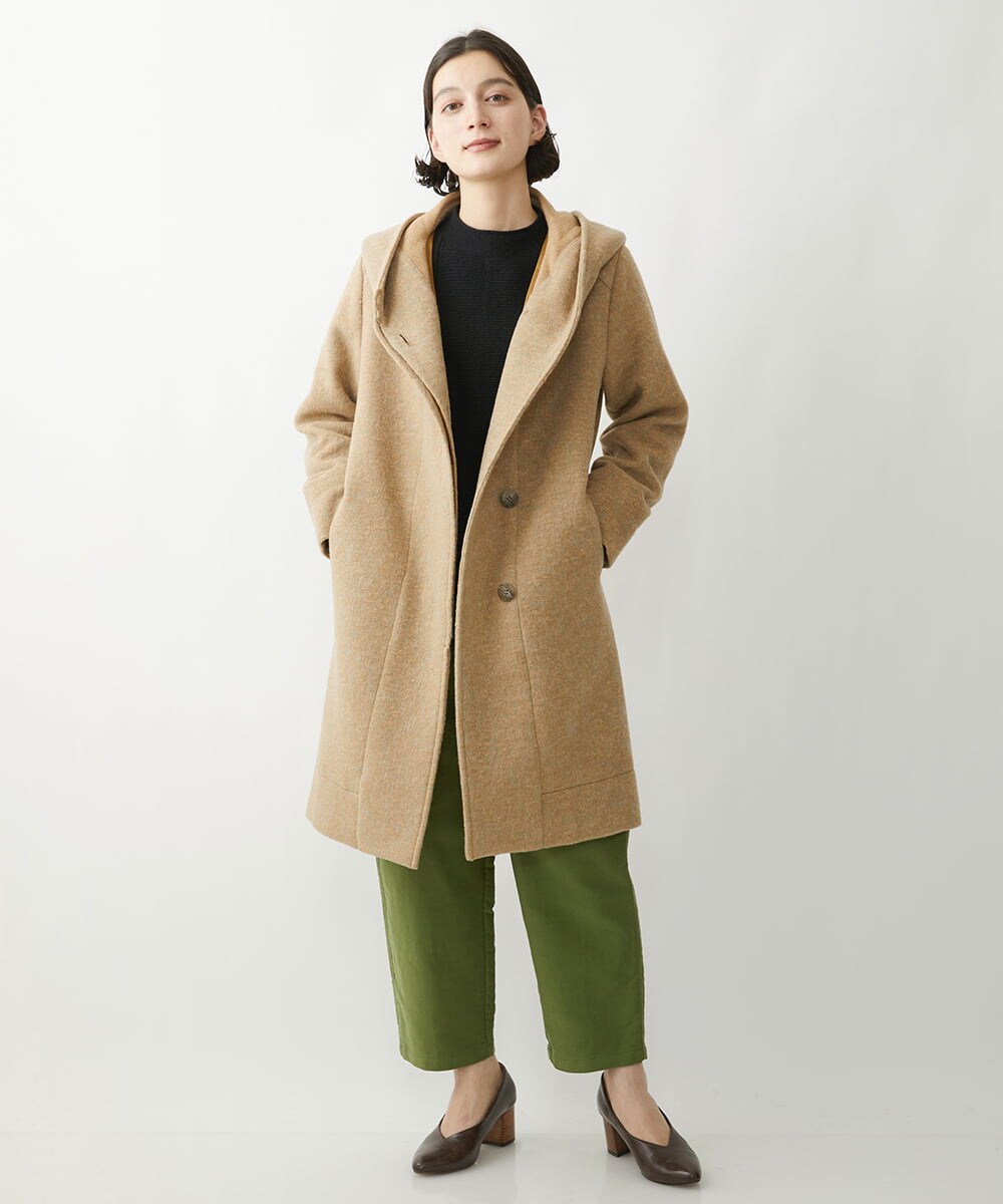 NHVAW23630 GIANNI LO GIUDICE(小さいサイズ)(メゾン ドゥ サンク) [日本製]ダブルノットモッサーフーディーコート グレー