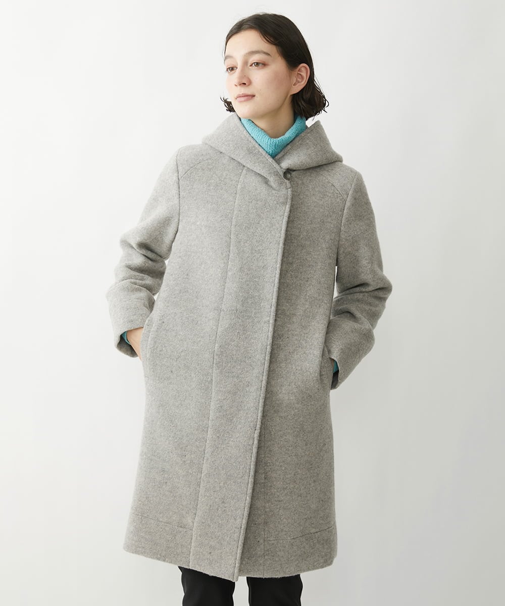 NHVAW23630 GIANNI LO GIUDICE(小さいサイズ)(メゾン ドゥ サンク) [日本製]ダブルノットモッサーフーディーコート グレー