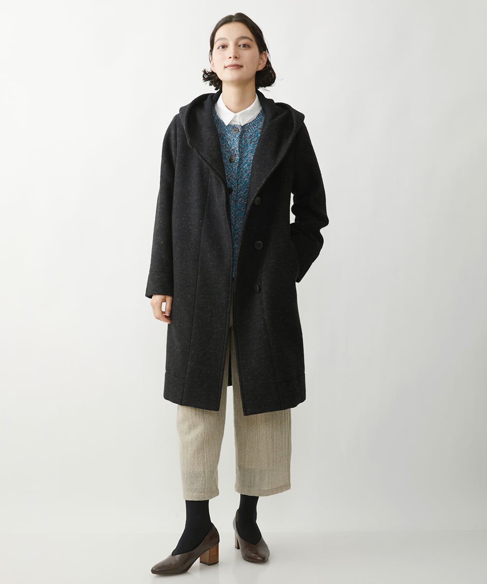 NHVAW23630 GIANNI LO GIUDICE(小さいサイズ)(メゾン ドゥ サンク) [日本製]ダブルノットモッサーフーディーコート グレー