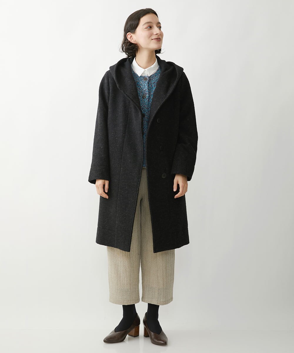 NHVAW23630 GIANNI LO GIUDICE(小さいサイズ)(メゾン ドゥ サンク) [日本製]ダブルノットモッサーフーディーコート グレー
