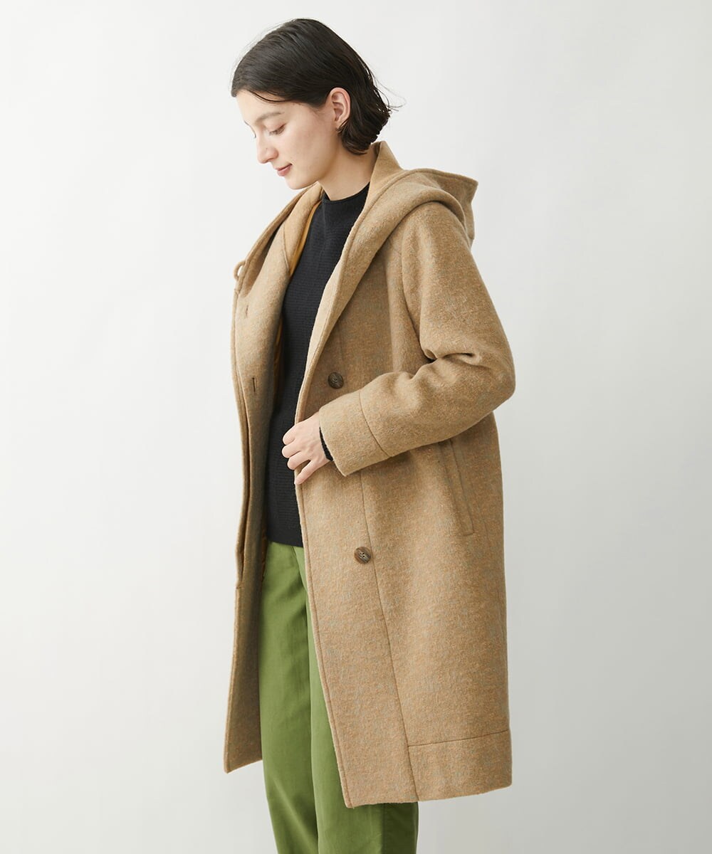 NHVAW23630 GIANNI LO GIUDICE(小さいサイズ)(メゾン ドゥ サンク) [日本製]ダブルノットモッサーフーディーコート グレー