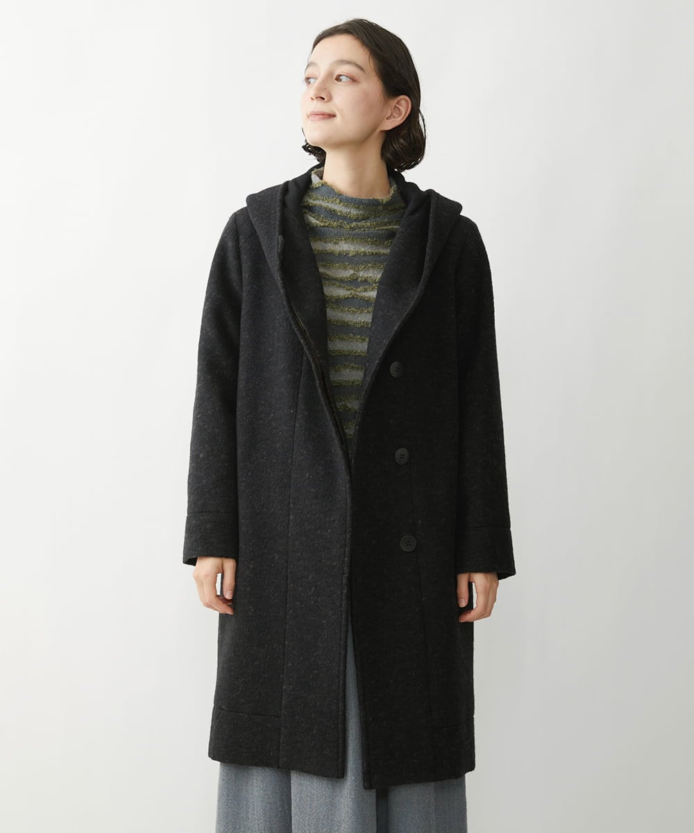NHVAW23630 GIANNI LO GIUDICE(小さいサイズ)(メゾン ドゥ サンク) [日本製]ダブルノットモッサーフーディーコート グレー