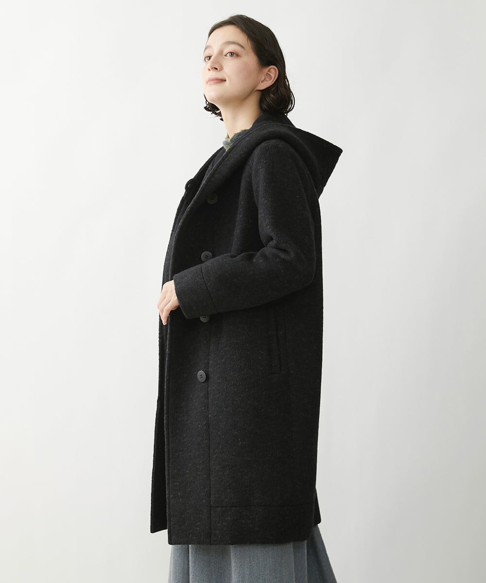 NHVAW23630 GIANNI LO GIUDICE(小さいサイズ)(メゾン ドゥ サンク) [日本製]ダブルノットモッサーフーディーコート グレー
