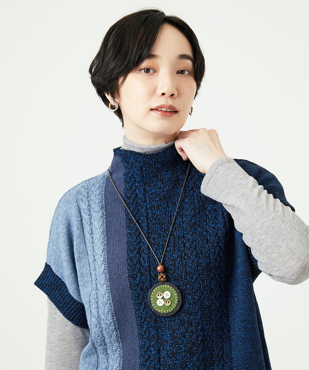 NK2AE13090 GIANNI LO GIUDICE(ジャンニ ロ ジュディチェ) [日本製]フェルトトップネックレス グリーン