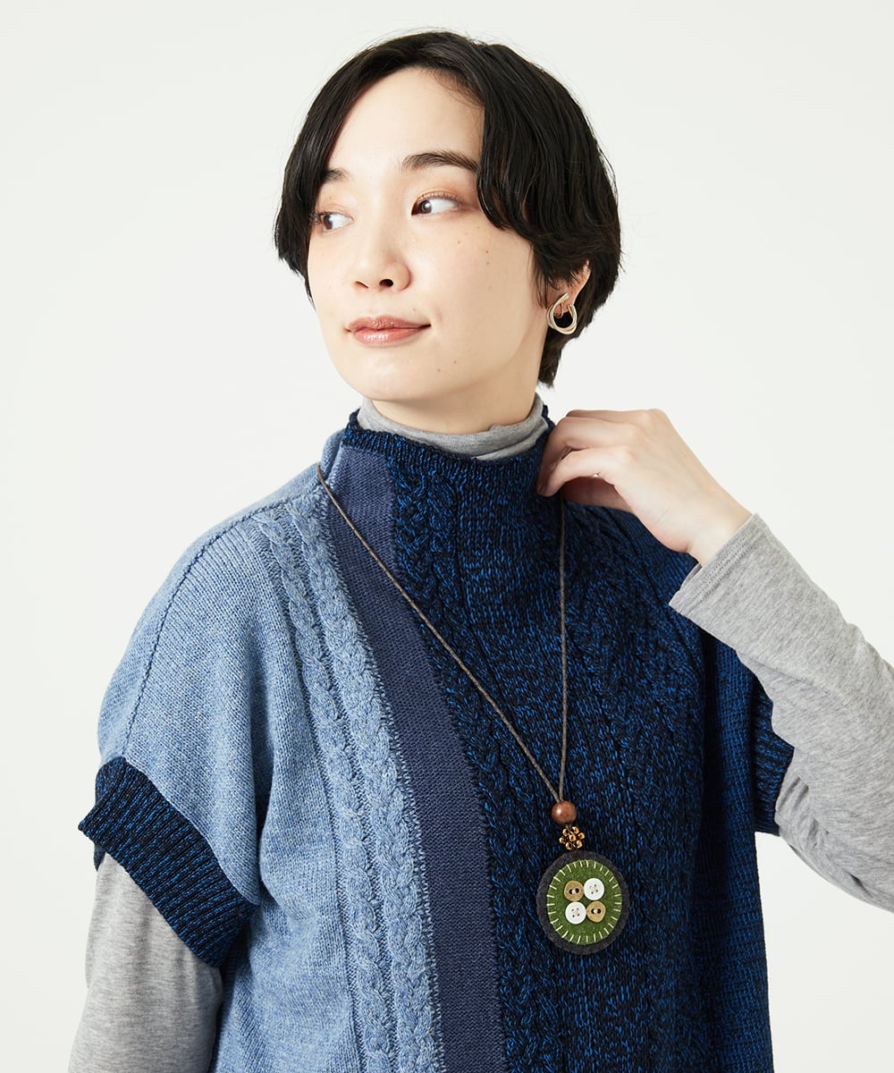NK2AE13090 GIANNI LO GIUDICE(ジャンニ ロ ジュディチェ) [日本製]フェルトトップネックレス グリーン