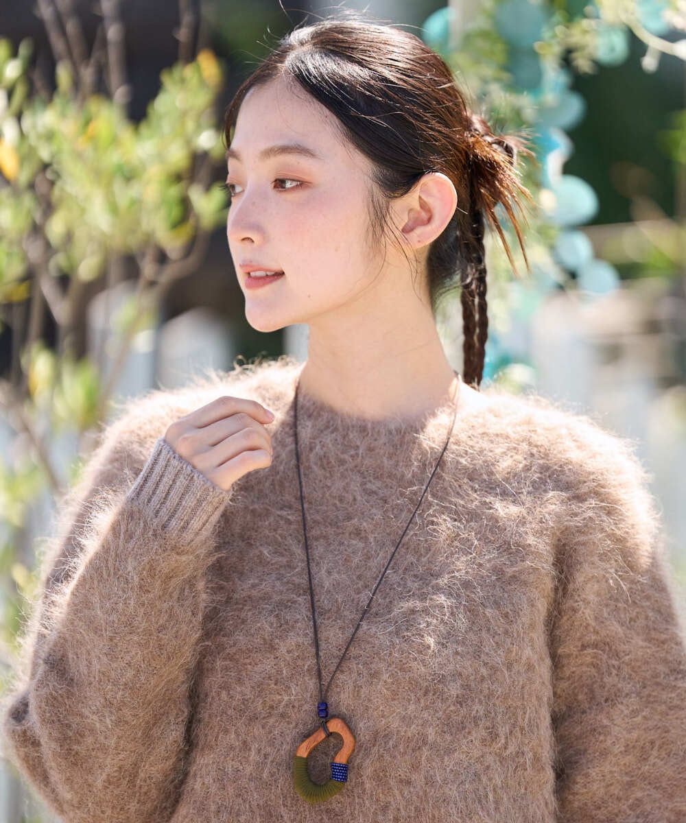 NK2AH37100 GIANNI LO GIUDICE(ジャンニ ロ ジュディチェ) [日本製]イレギュラーウッドトップネックレス ネイビー