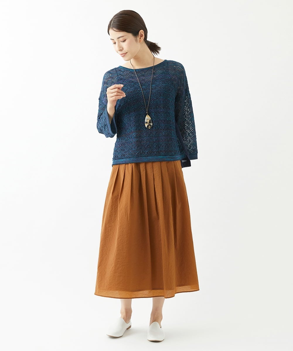 NK2AV06090 GIANNI LO GIUDICE(ジャンニ ロ ジュディチェ) [日本製]スネーク柄パッチワーク風ワントップネックレス アイボリー