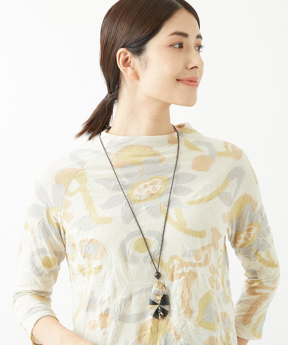NK2AV06090 GIANNI LO GIUDICE(ジャンニ ロ ジュディチェ) [日本製]スネーク柄パッチワーク風ワントップネックレス アイボリー