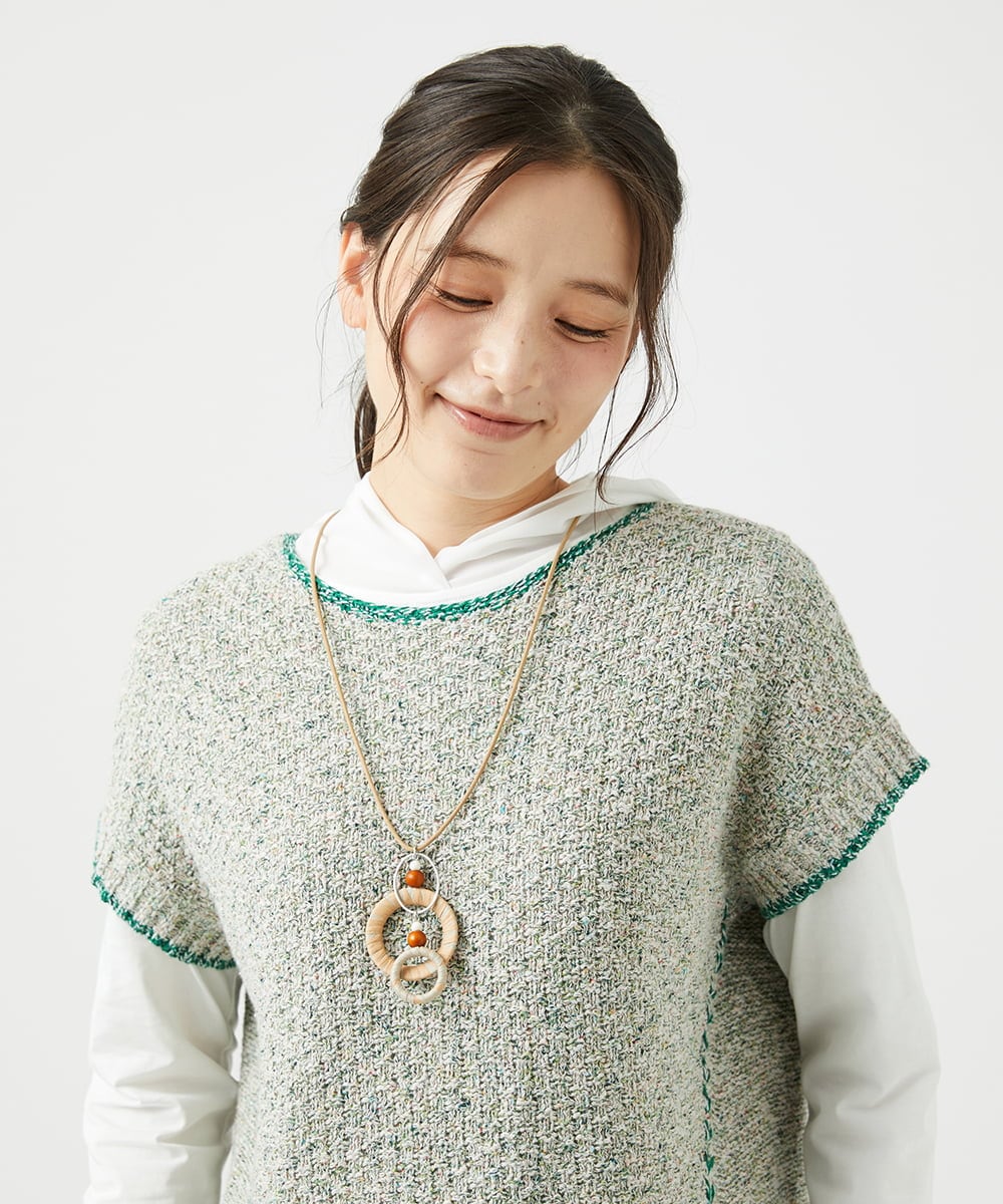 NK2ED01100 GIANNI LO GIUDICE(ジャンニ ロ ジュディチェ) リングテープトップネックレス ベージュ