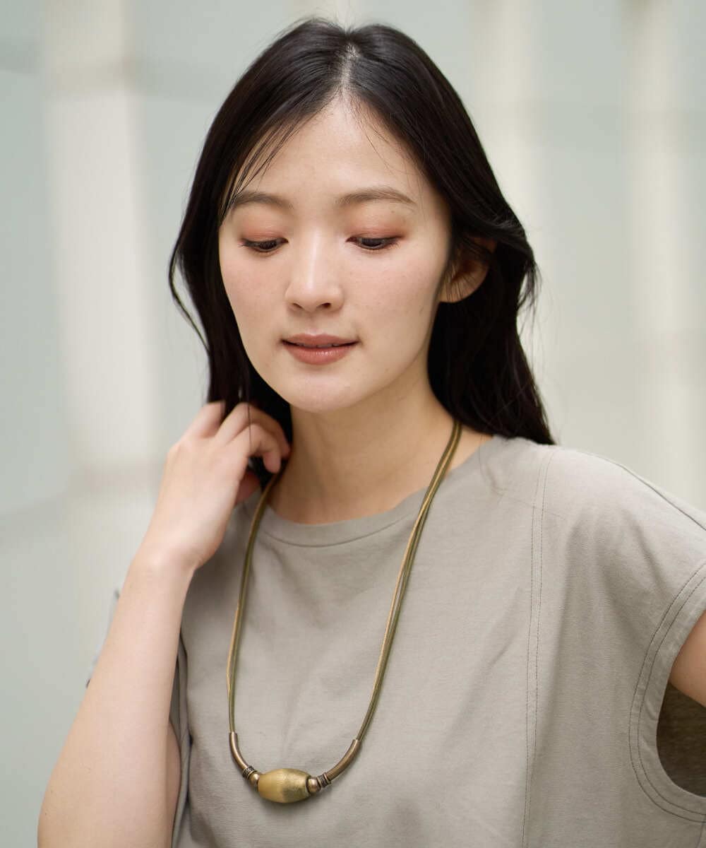 NK2GE41100 GIANNI LO GIUDICE(ジャンニ ロ ジュディチェ) [洗える]グラデーションウッドネックレス ゴールド