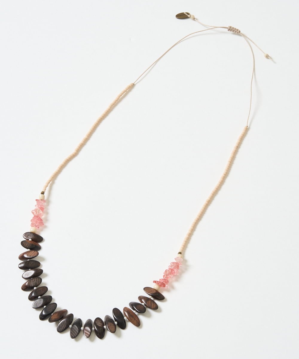 NK2GE42090 GIANNI LO GIUDICE(ジャンニ ロ ジュディチェ) [日本製]ウッド＆ストーンビーズネックレス ピンク