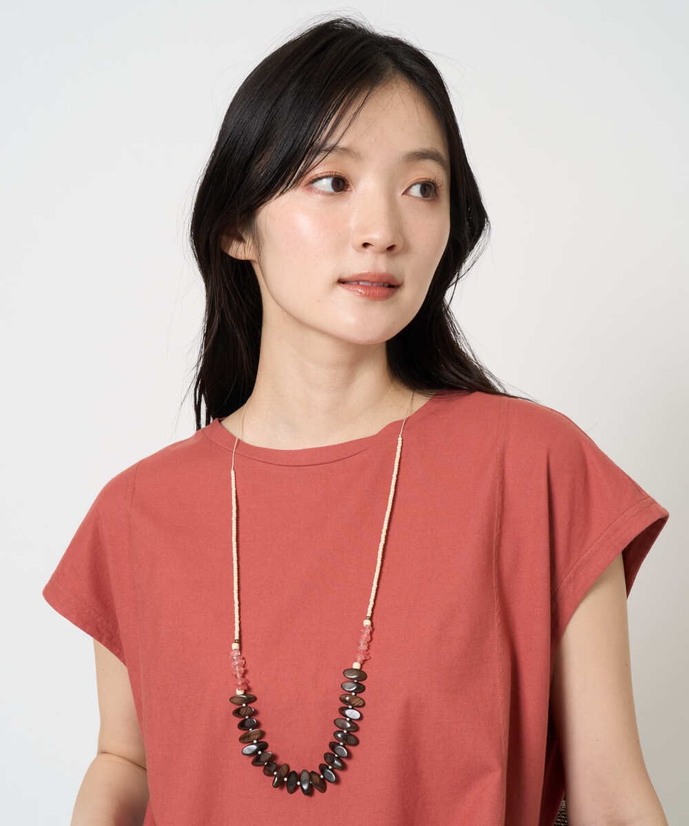 NK2GE42090 GIANNI LO GIUDICE(ジャンニ ロ ジュディチェ) [日本製]ウッド＆ストーンビーズネックレス ピンク