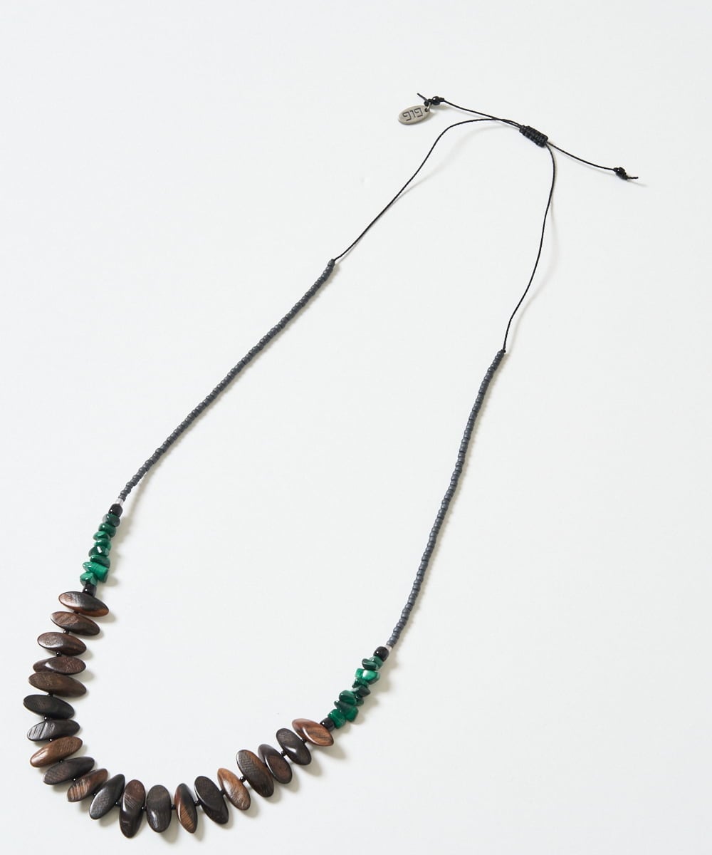 NK2GE42090 GIANNI LO GIUDICE(ジャンニ ロ ジュディチェ) [日本製]ウッド＆ストーンビーズネックレス グリーン