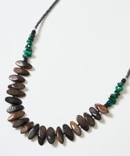 NK2GE42090 GIANNI LO GIUDICE(ジャンニ ロ ジュディチェ) [日本製]ウッド＆ストーンビーズネックレス グリーン