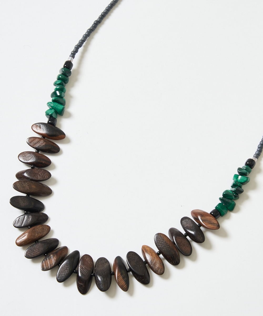 NK2GE42090 GIANNI LO GIUDICE(ジャンニ ロ ジュディチェ) [日本製]ウッド＆ストーンビーズネックレス グリーン