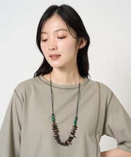 NK2GE42090 GIANNI LO GIUDICE(ジャンニ ロ ジュディチェ) [日本製]ウッド＆ストーンビーズネックレス グリーン