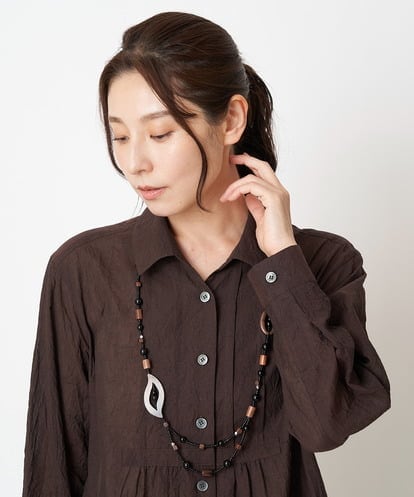 NK2GS01130  [日本製]ウッドビーズネックレス