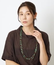 NK2GS06065 GIANNI LO GIUDICE(ジャンニ ロ ジュディチェ) スリープウッドビーズ3連ネックレス ライトグリーン