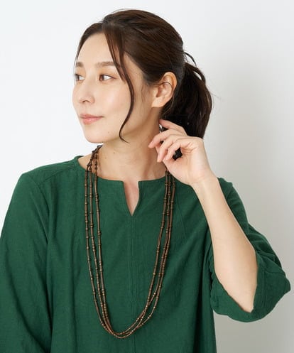 NK2GS06065 GIANNI LO GIUDICE スリープウッドビーズ3連ネックレス