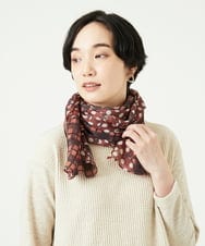 NK3AE11150 GIANNI LO GIUDICE(ジャンニ ロ ジュディチェ) [洗える]モダールカシミヤイタリアプリントストール オレンジ