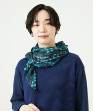 NK3AE11150 GIANNI LO GIUDICE(ジャンニ ロ ジュディチェ) [洗える]モダールカシミヤイタリアプリントストール ブルー