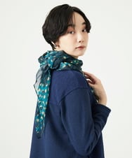NK3AE11150 GIANNI LO GIUDICE(ジャンニ ロ ジュディチェ) [洗える]モダールカシミヤイタリアプリントストール ブルー