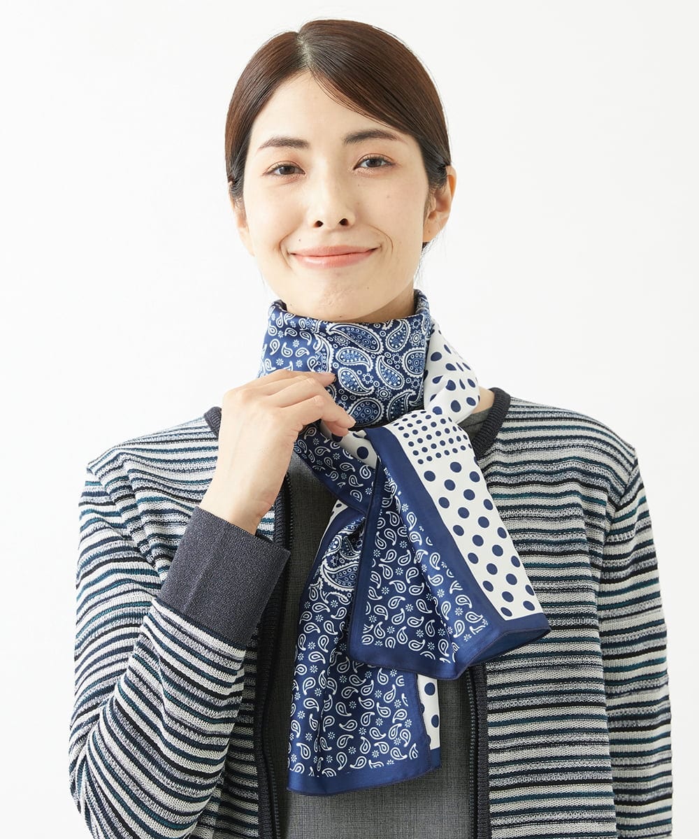 NK3AV11050 GIANNI LO GIUDICE(ジャンニ ロ ジュディチェ) ドットバンダナスカーフ ネイビー