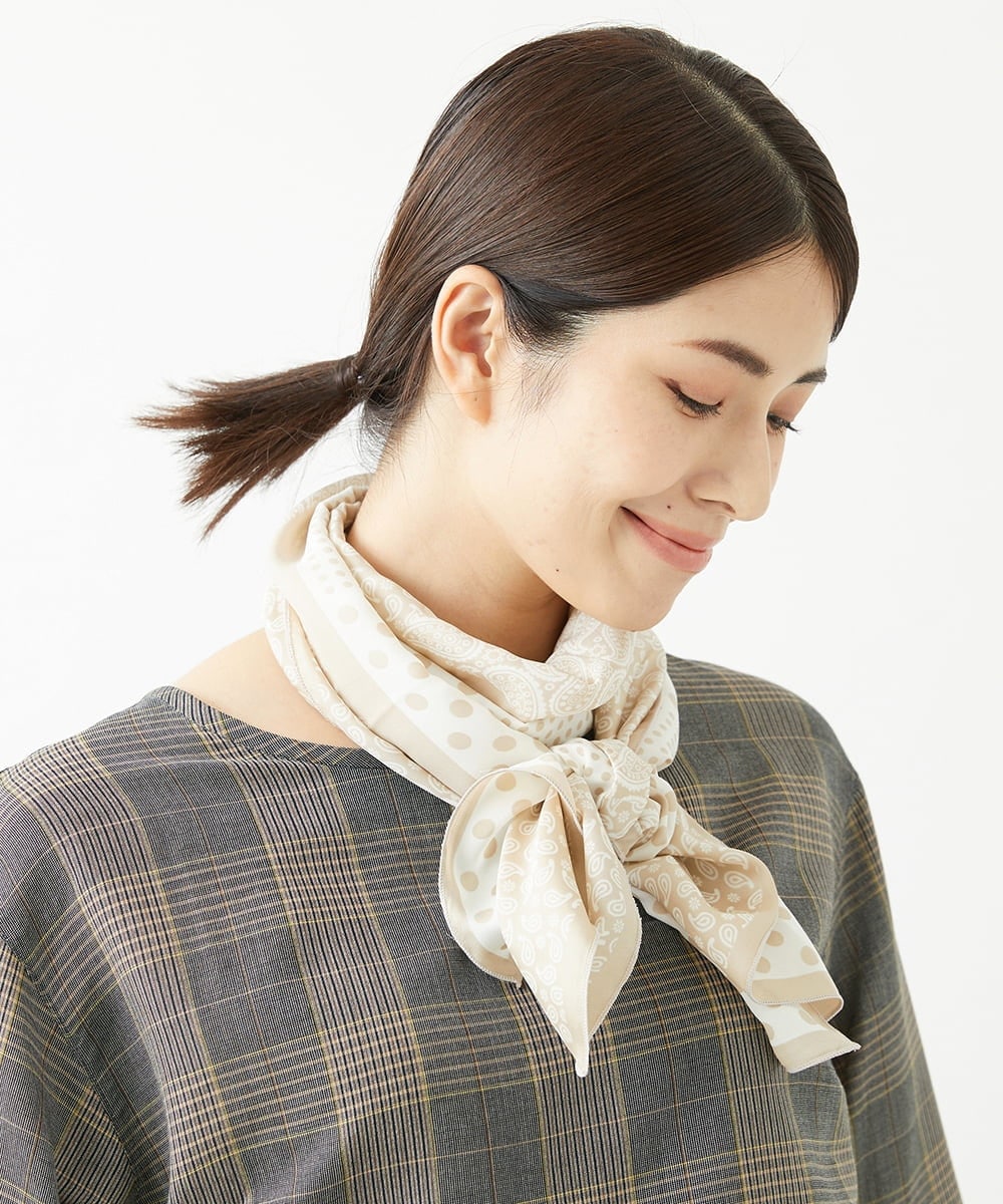 NK3AV11050 GIANNI LO GIUDICE(ジャンニ ロ ジュディチェ) ドットバンダナスカーフ ベージュ
