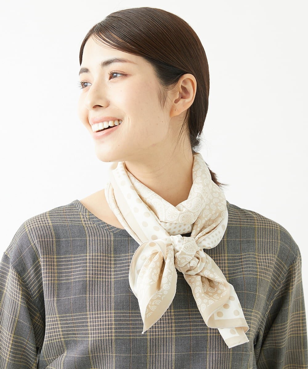 NK3AV11050 GIANNI LO GIUDICE(ジャンニ ロ ジュディチェ) ドットバンダナスカーフ ベージュ