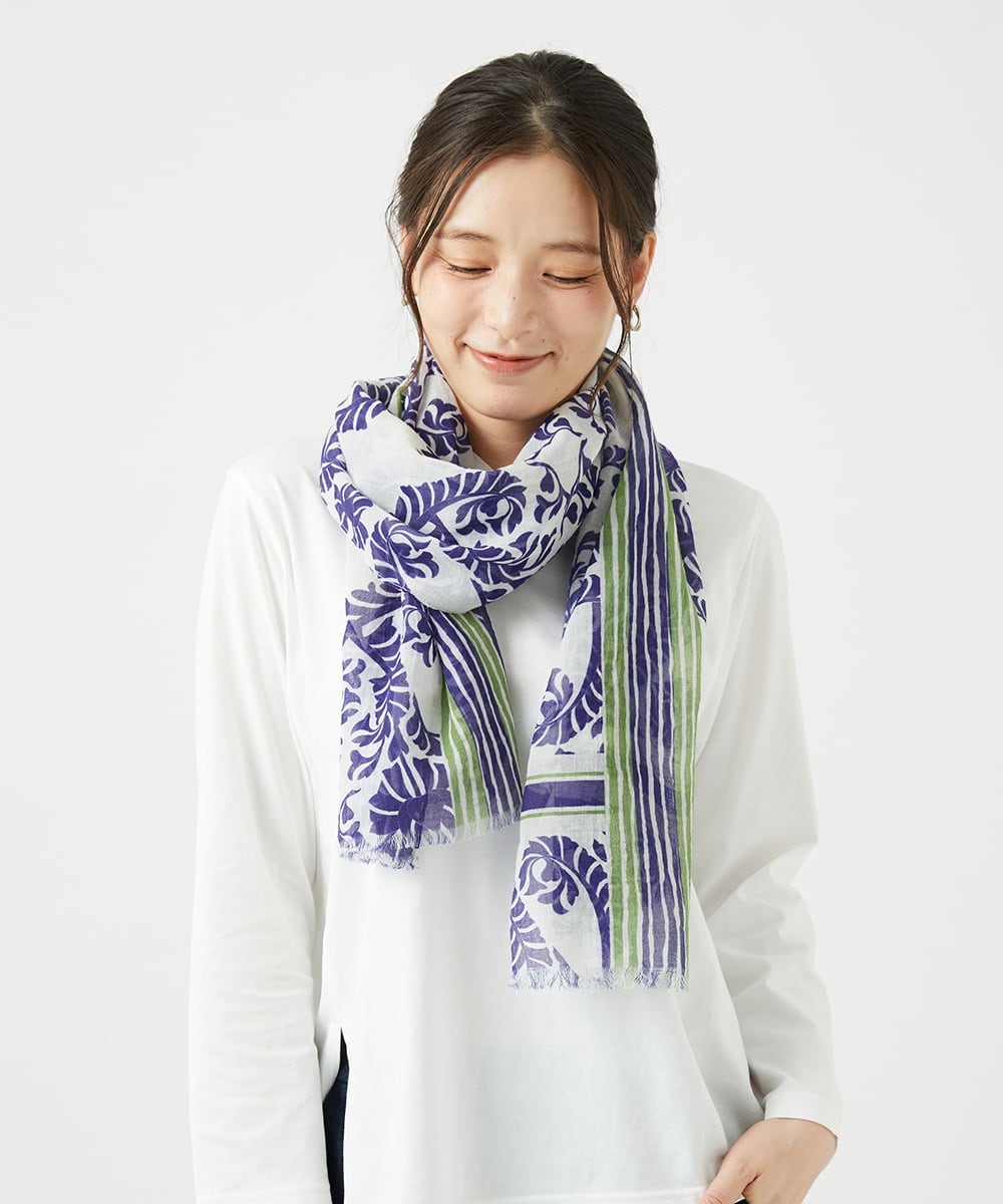 NK3ED01130 GIANNI LO GIUDICE(ジャンニ ロ ジュディチェ) サラサストライプストール グリーン