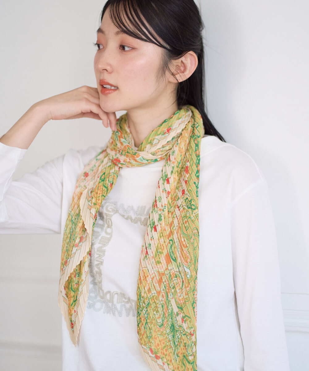 NK3ED02100 GIANNI LO GIUDICE(ジャンニ ロ ジュディチェ) マルチサラサプリーツストール イエロー