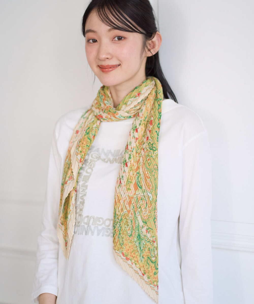 NK3ED02100 GIANNI LO GIUDICE(ジャンニ ロ ジュディチェ) マルチサラサプリーツストール イエロー