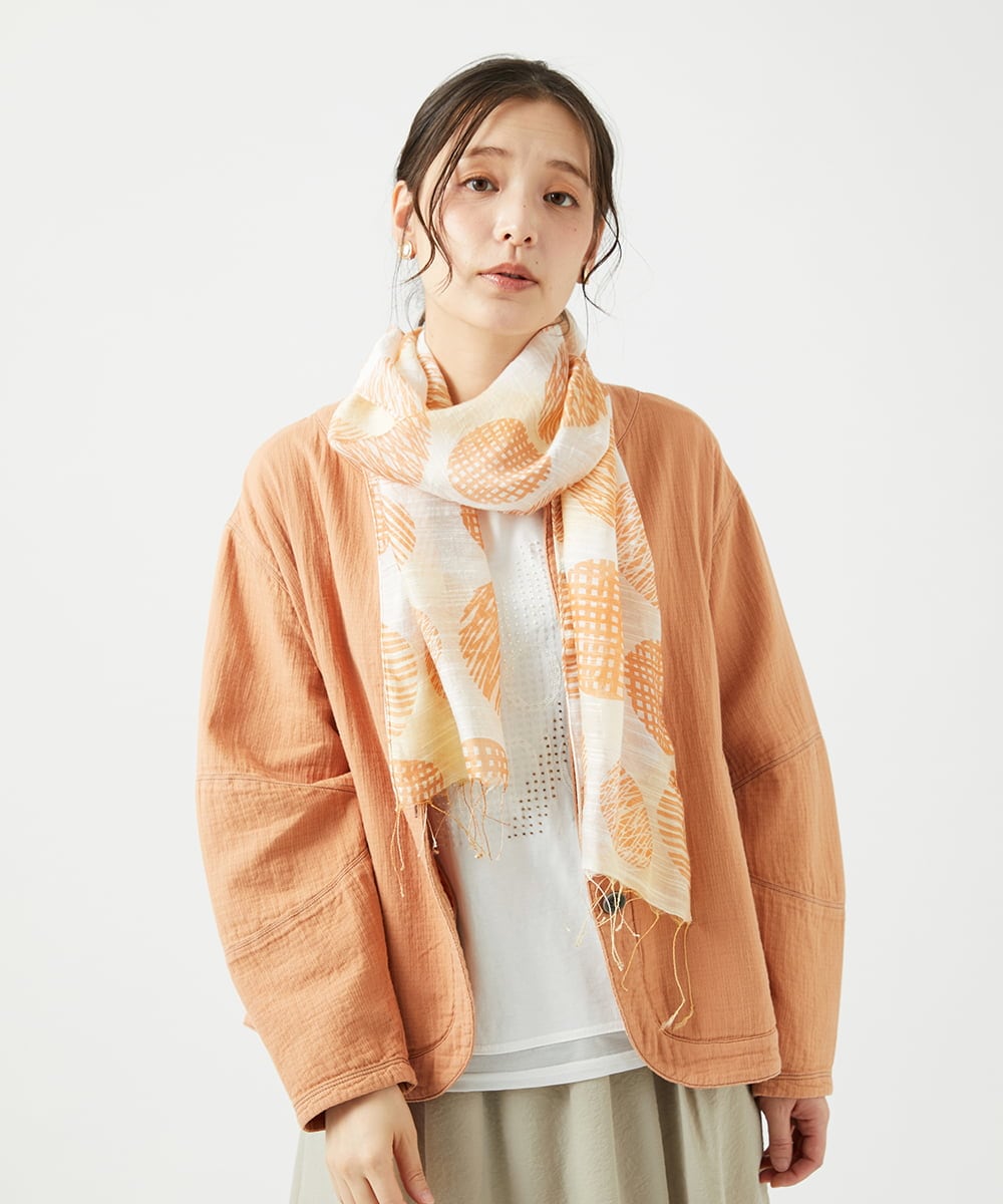 NK3ED05070 GIANNI LO GIUDICE(ジャンニ ロ ジュディチェ) レーヨンシルクドットストール オレンジ