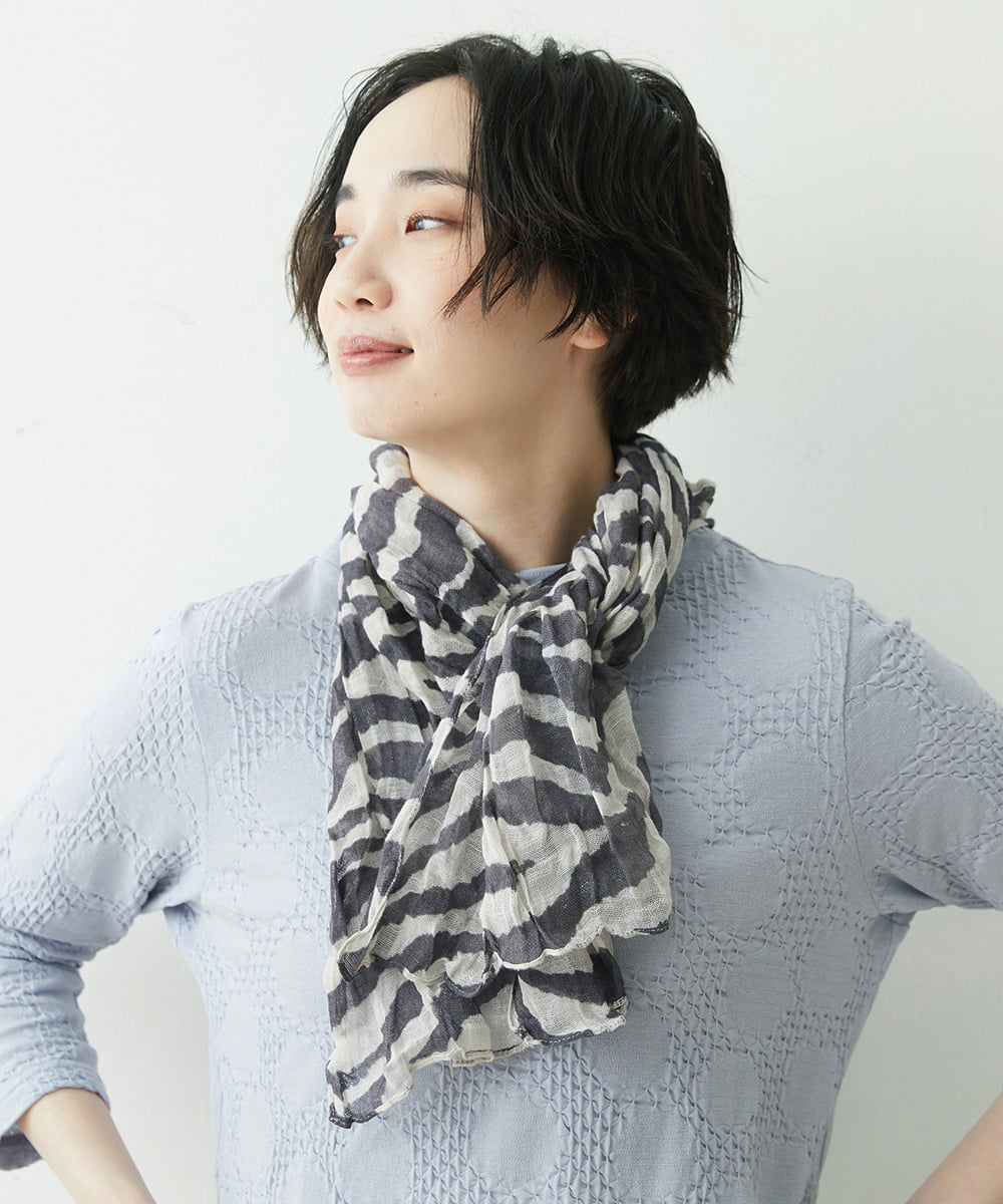 NK3ET06110 GIANNI LO GIUDICE ゼブラ柄ワッシャー加工ストール