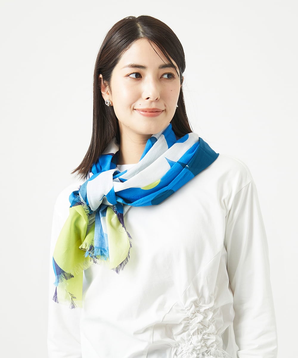 NK3GA20130 GIANNI LO GIUDICE(ジャンニ ロ ジュディチェ) イレギュラードットプリントストール ブルー