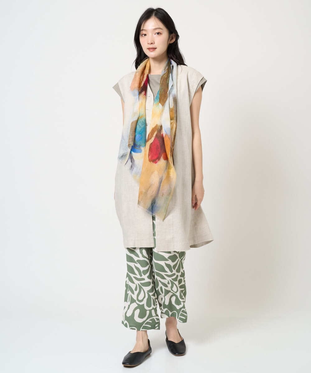 NK3GE43130 GIANNI LO GIUDICE(ジャンニ ロ ジュディチェ) ブルーリーフラワーストール ベージュ