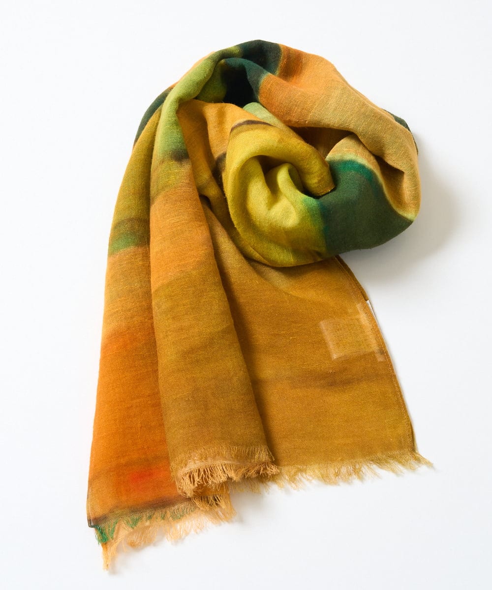 NK3GE44130 GIANNI LO GIUDICE(ジャンニ ロ ジュディチェ) ブルーリーボーダーストール イエロー