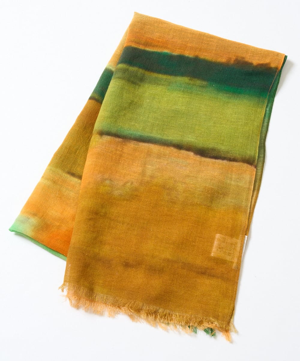 NK3GE44130 GIANNI LO GIUDICE(ジャンニ ロ ジュディチェ) ブルーリーボーダーストール イエロー