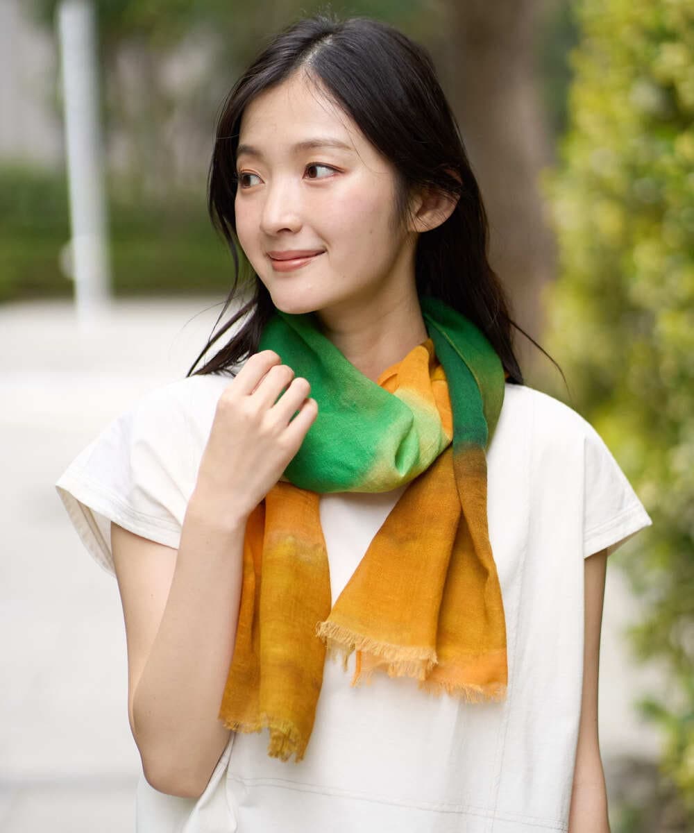 NK3GE44130 GIANNI LO GIUDICE(ジャンニ ロ ジュディチェ) ブルーリーボーダーストール イエロー