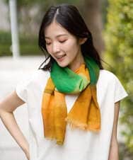 NK3GE44130 GIANNI LO GIUDICE(ジャンニ ロ ジュディチェ) ブルーリーボーダーストール イエロー