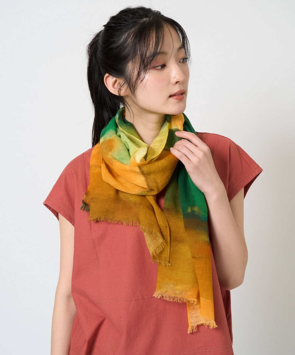 NK3GE44130 GIANNI LO GIUDICE(ジャンニ ロ ジュディチェ) ブルーリーボーダーストール イエロー