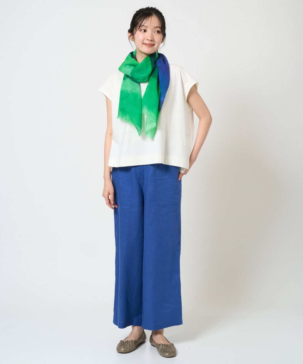 NK3GE44130 GIANNI LO GIUDICE(ジャンニ ロ ジュディチェ) ブルーリーボーダーストール グリーン