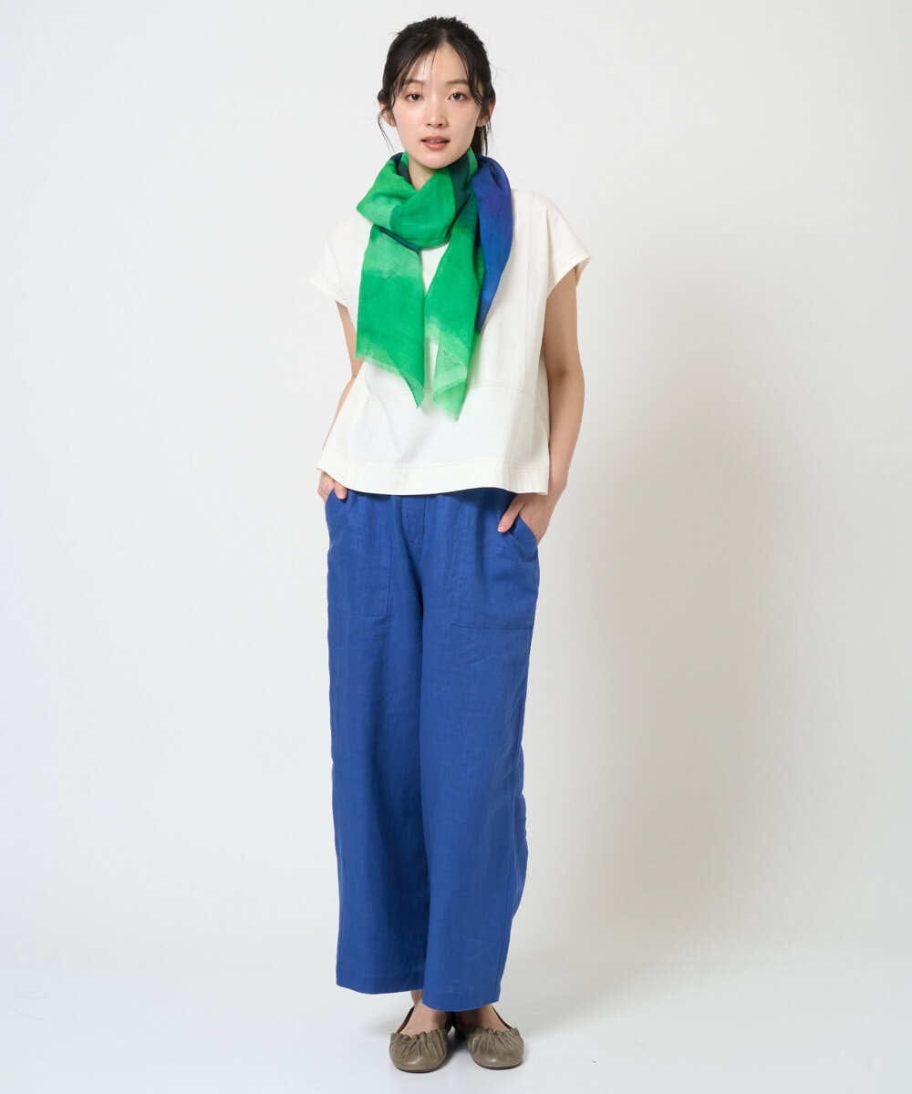 NK3GE44130 GIANNI LO GIUDICE(ジャンニ ロ ジュディチェ) ブルーリーボーダーストール グリーン