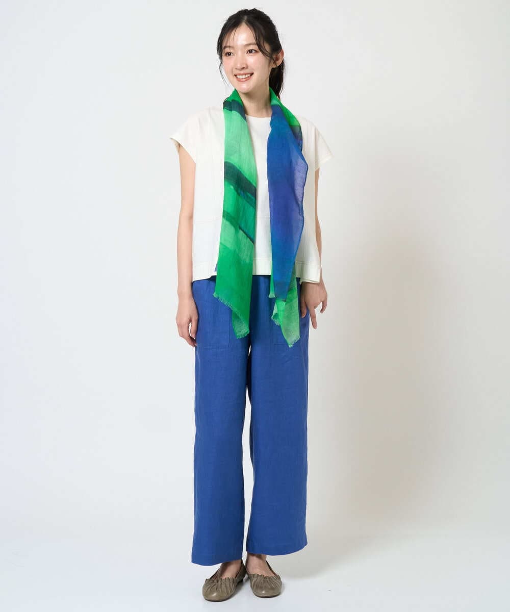 NK3GE44130 GIANNI LO GIUDICE(ジャンニ ロ ジュディチェ) ブルーリーボーダーストール グリーン