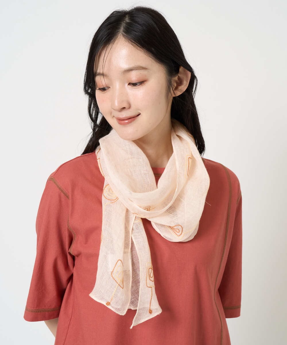 NK3GE46080 GIANNI LO GIUDICE(ジャンニ ロ ジュディチェ) ドットエンブロイダリーストール オレンジ