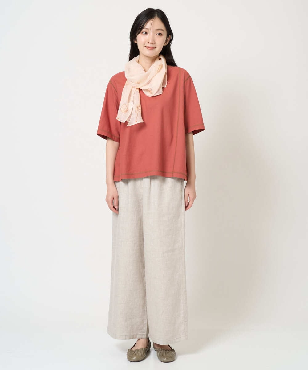 NK3GE46080 GIANNI LO GIUDICE(ジャンニ ロ ジュディチェ) ドットエンブロイダリーストール オレンジ