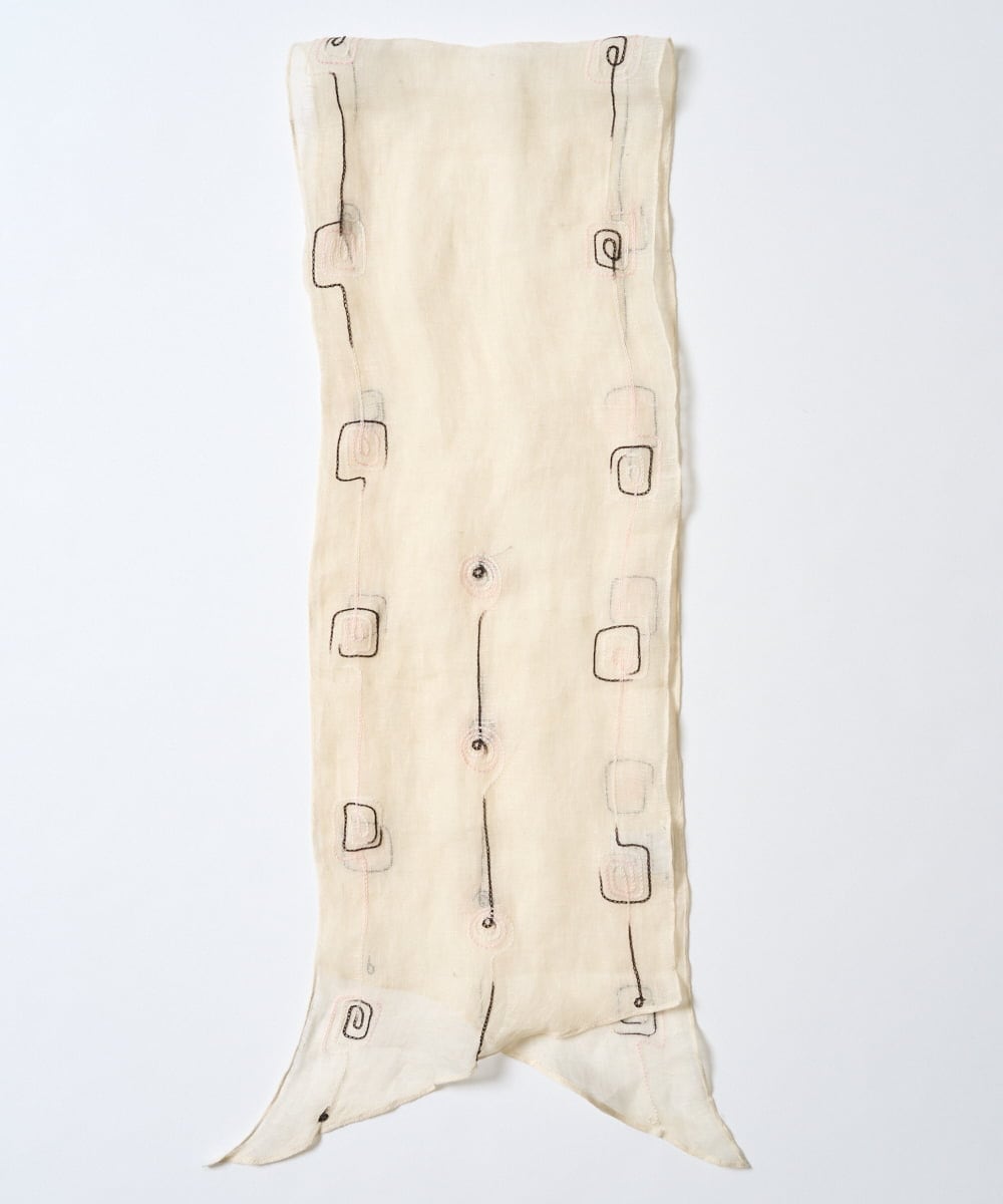 NK3GE46080 GIANNI LO GIUDICE(ジャンニ ロ ジュディチェ) ドットエンブロイダリーストール アイボリー